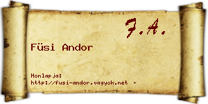 Füsi Andor névjegykártya